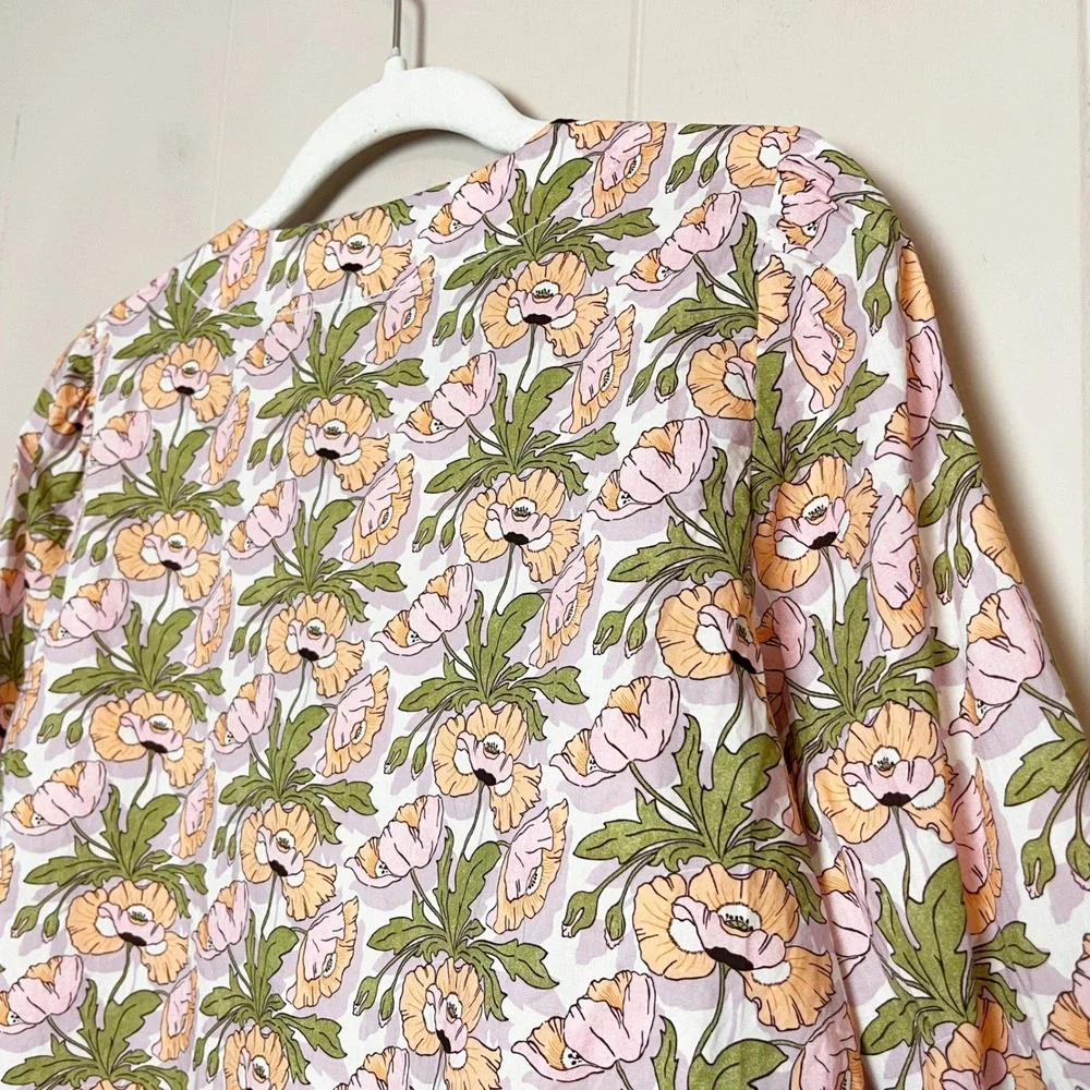 J. Crew Liberty Keyhole Popover Blouse XS Butterfield Poppy floral blouse cotton
